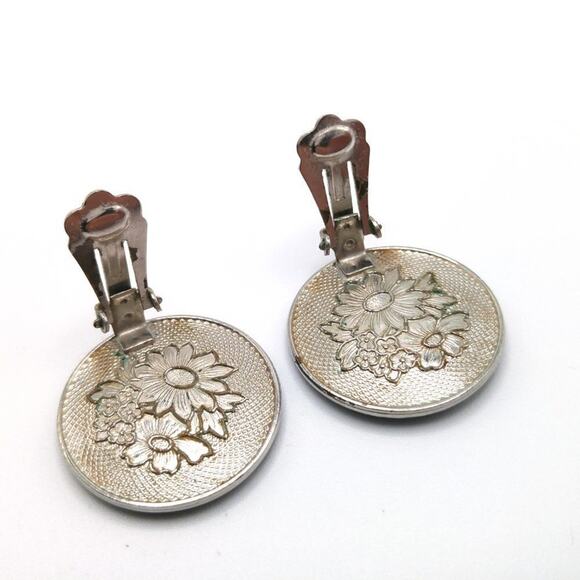 1950s Vintage Dancing Couple Clip Earrings, Black Enamel, Mid Century, 1 1/8 In - Picture 9 of 10